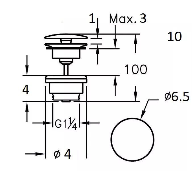 Донный клапан для раковины CeramaLux универсальный, хром, изображение 2