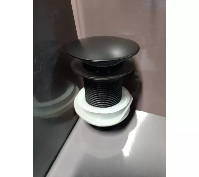 Донный клапан для раковины CeramaLux BB006 металл. черный матовый без перелива, изображение 2