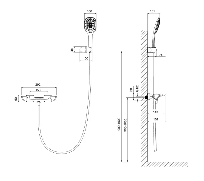 Смеситель для ванны с душем Timo Helmi 4024/03Y, Выбрать цвет: Черный, изображение 5