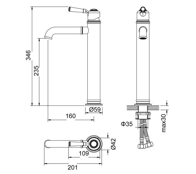 Смеситель для раковины-чаши Timo Arisa 5311/03F, Выбрать цвет: Черный, изображение 5