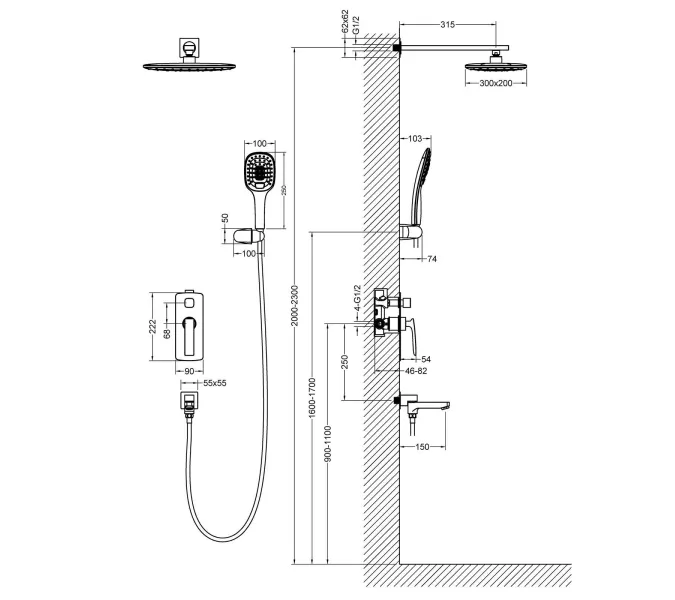Душевая система встроенная Timo Helmi SX-4099/03SM черный, изображение 5