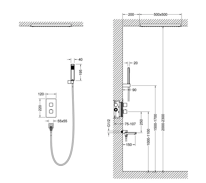 Душевая система встроенная с термостатом Timo Petruma SX-5019, Выбрать цвет: Золото матовое, изображение 5