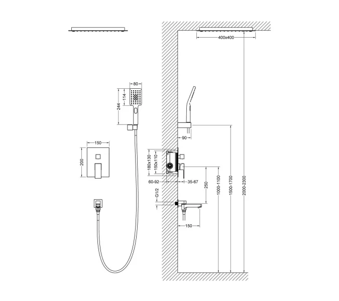 Душевая система встроенная Timo Selene SX-2039, Выбрать цвет: Хром, изображение 8