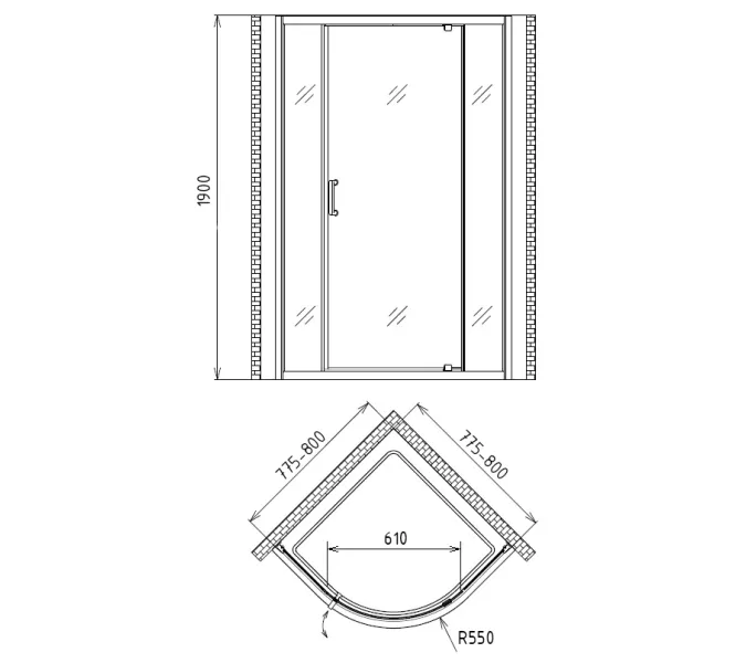Душевой уголок Gemy Sunny Bay S28061  четверть круга  80х80, изображение 4