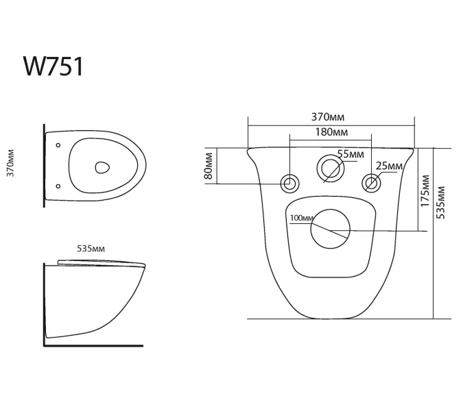 Унитаз керамический Black&White W751, изображение 9