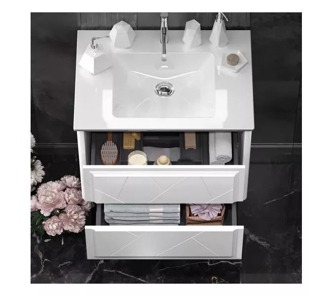 Тумба с раковиной  OPADIRIS Луиджи белый, Выбрать цвет: Белый, Выбрать размер: 70, изображение 4