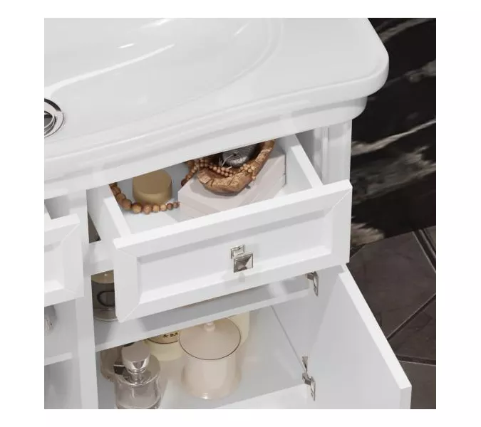 Тумба с раковиной напольная Opadiris Кантара Белый матовый/хром, Выбрать цвет: Белый матовый, Выбрать размер: 85, изображение 4