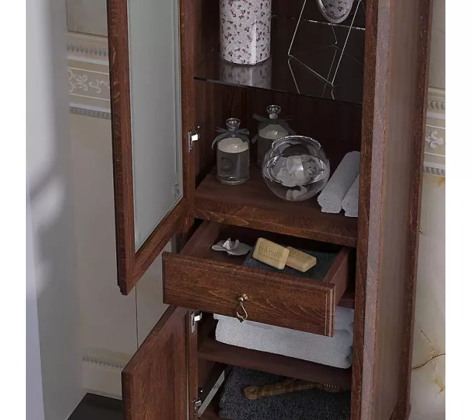 Пенал напольный одностворчатый OPADIRIS Лоренцо левый/правый, светлый орех, Выбрать цвет: Светлый орех, Ориентация: Левая, изображение 4