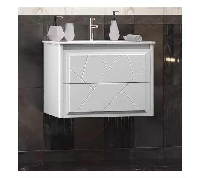 Тумба с раковиной  OPADIRIS Луиджи белый, Выбрать цвет: Белый, Выбрать размер: 70, изображение 2