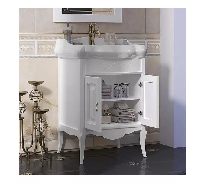 Тумба с раковиной OPADIRIS Лоренцо-60/80/100  белый, Выбрать цвет: Белый, Выбрать размер: 60, изображение 3