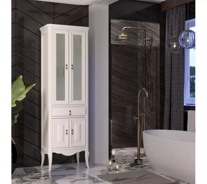 Пенал напольный двустворчатый OPADIRIS Лоренцо белый, Выбрать цвет: Белый, изображение 3