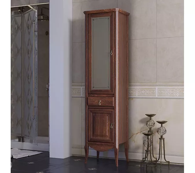 Пенал напольный одностворчатый OPADIRIS Лоренцо левый/правый, светлый орех, Выбрать цвет: Светлый орех, Ориентация: Левая, изображение 2