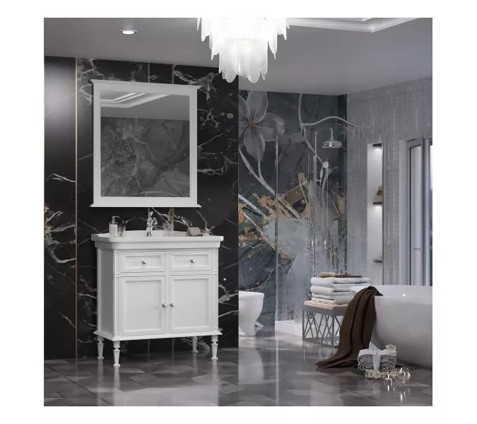 Тумба с раковиной напольная Opadiris Кантара Белый матовый/хром, Выбрать цвет: Белый матовый, Выбрать размер: 85, изображение 5