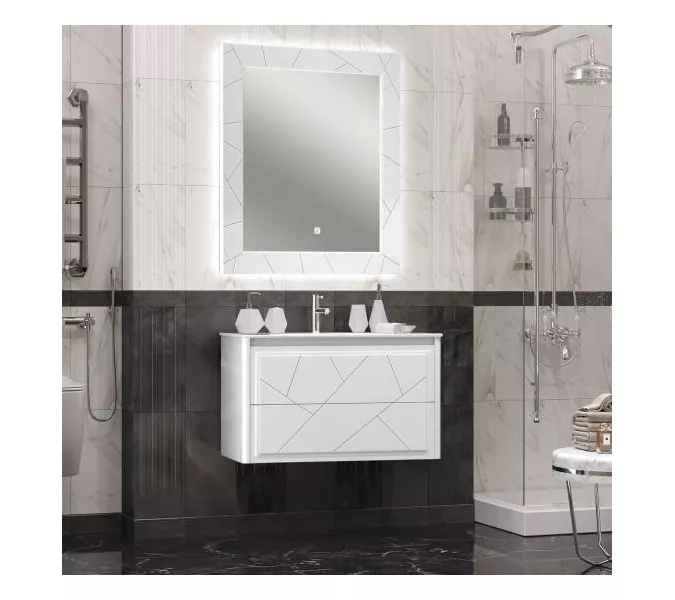 Тумба с раковиной  OPADIRIS Луиджи белый, Выбрать цвет: Белый, Выбрать размер: 90, изображение 6