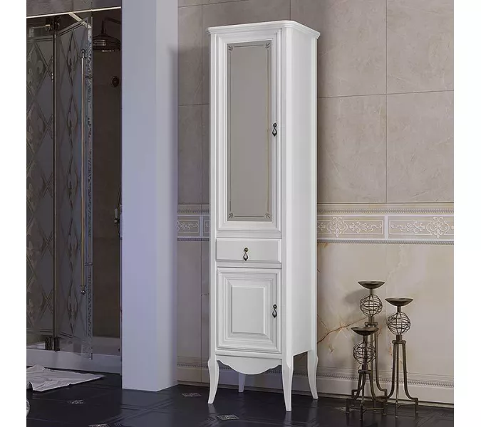 Пенал напольный одностворчатый OPADIRIS Лоренцо левый/правый , белый, Выбрать цвет: Белый, Ориентация: Левая, изображение 2