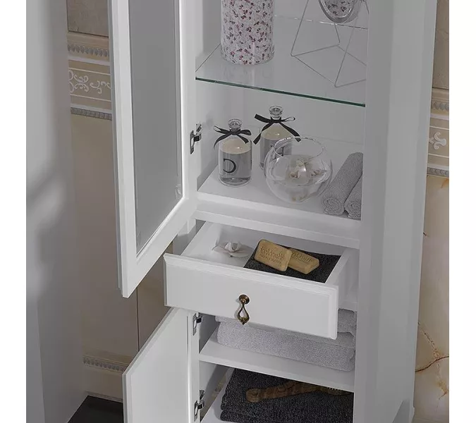 Пенал напольный одностворчатый OPADIRIS Лоренцо левый/правый , белый, Выбрать цвет: Белый, Ориентация: Левая, изображение 4