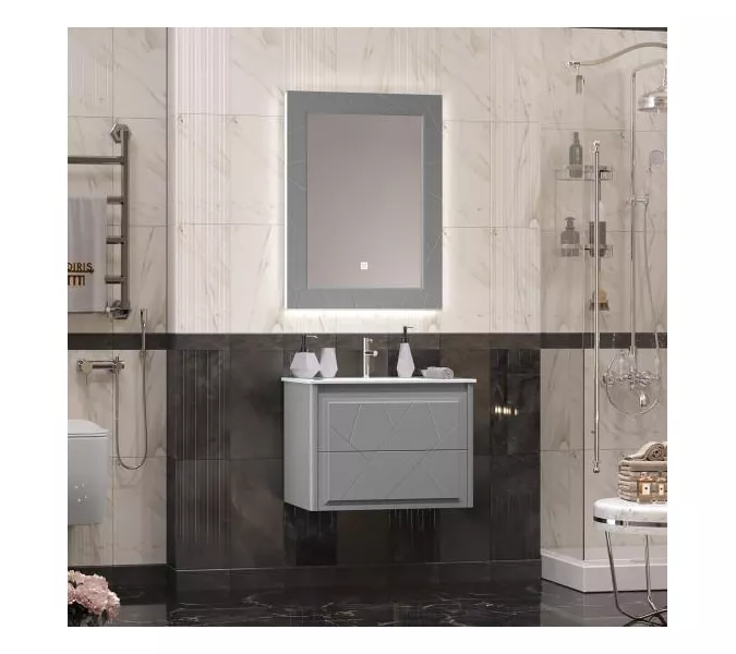 Тумба с раковиной  OPADIRIS Луиджи серый, Выбрать цвет: Серый, Выбрать размер: 70, изображение 7