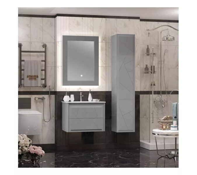 Тумба с раковиной  OPADIRIS Луиджи серый, Выбрать цвет: Серый, Выбрать размер: 70, изображение 8