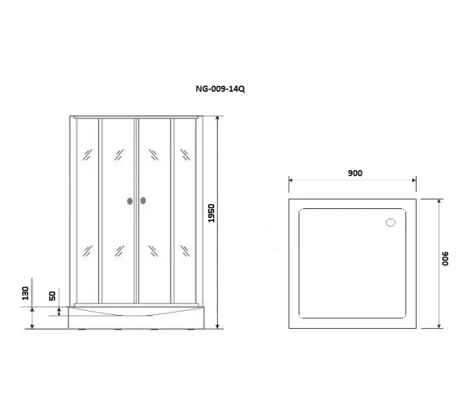 Душевой уголок Niagara Eco BLACK  низкий поддон, стекло МОЗАИКА, Цвет стекла: мозаика, Выбрать размер: 90x90, изображение 5