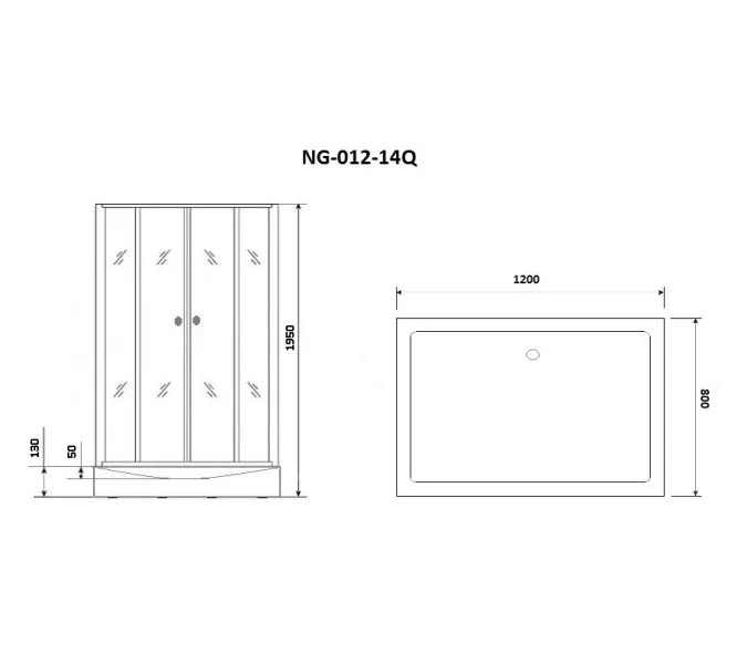 Душ. уголок NG-012-14Q (120х80х195) низкий поддон, Цвет стекла: мозаика, изображение 5