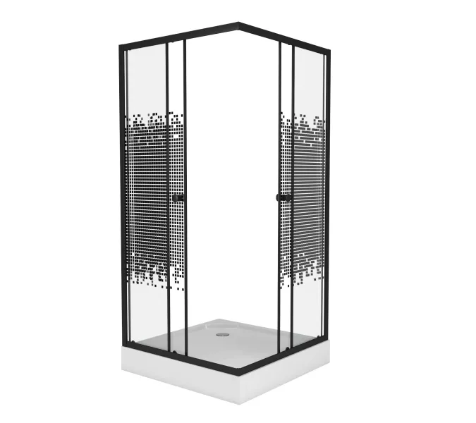 Душевой уголок Niagara Eco BLACK  низкий поддон, стекло МОЗАИКА, Цвет стекла: мозаика, Выбрать размер: 90x90