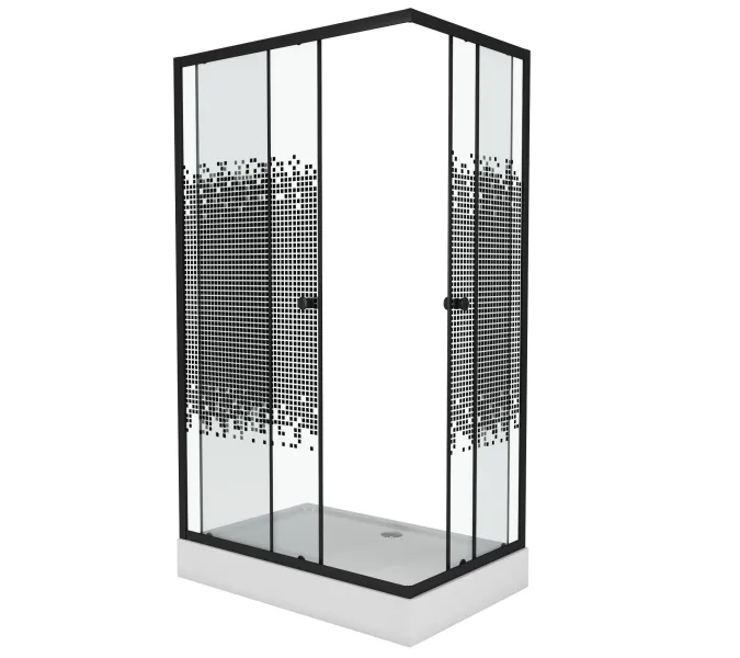 Душ. уголок NG-012-14Q (120х80х195) низкий поддон, Цвет стекла: мозаика