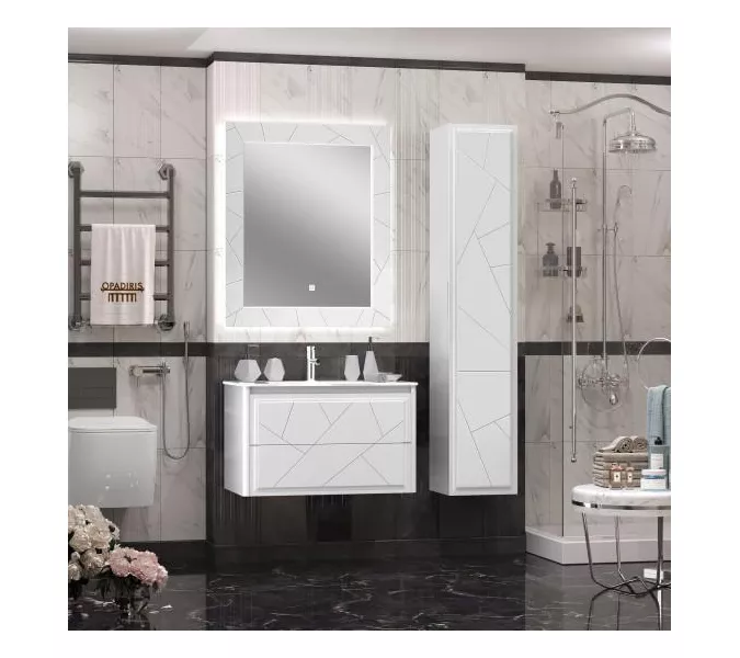 Тумба с раковиной  OPADIRIS Луиджи белый, Выбрать цвет: Белый, Выбрать размер: 90, изображение 7