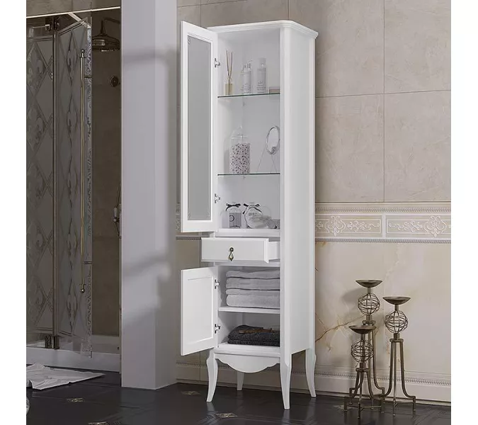 Пенал напольный одностворчатый OPADIRIS Лоренцо левый/правый , белый, Выбрать цвет: Белый, Ориентация: Левая, изображение 3