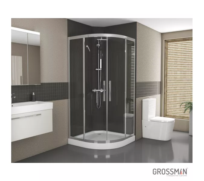 Душ.ограждение GROSSMAN  PR-90/100S, Цвет стекла: прозрачное, Цвет профиля: Хром, Выбрать размер: 100х100, изображение 2