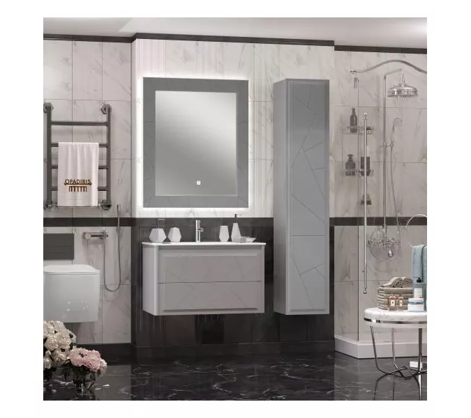 Тумба с раковиной  OPADIRIS Луиджи серый, Выбрать цвет: Серый, Выбрать размер: 90, изображение 7