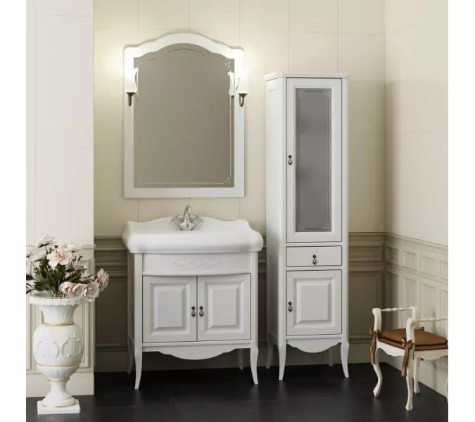 Пенал напольный одностворчатый OPADIRIS Лоренцо левый/правый , белый, Выбрать цвет: Белый, Ориентация: Левая, изображение 5