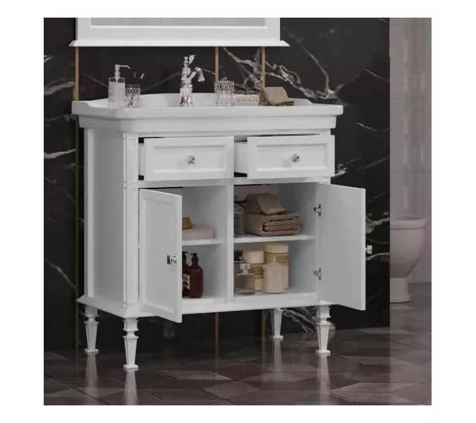 Тумба с раковиной напольная Opadiris Кантара Белый матовый/хром, Выбрать цвет: Белый матовый, Выбрать размер: 85, изображение 3