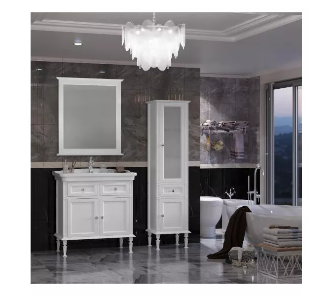 Тумба с раковиной напольная Opadiris Кантара Белый матовый/хром, Выбрать цвет: Белый матовый, Выбрать размер: 85, изображение 6