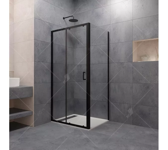 Душевой уголок RGW PA-74B (PA-14B + Z-050-2B), Цвет стекла: прозрачное, Цвет профиля (вариация): Черный, Выбрать размер: 1100x700, изображение 2
