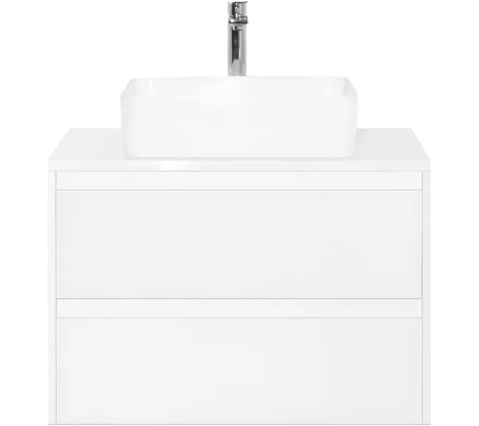 Тумба подвесная с раковиной Style Line Монако (2 ящ.), Гамма 56, Осина бел /бел лакобель, PLUS, Выбрать цвет: Белый, Выбрать размер: 80