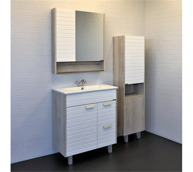 Зеркало-шкаф Comforty Клеон 60/75/90 белый/дуб дымчатый, Выбрать размер: 75, Выбрать цвет: Белый/Дуб дымчатый, изображение 3