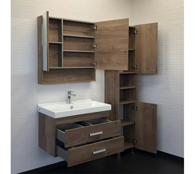 Тумба-умывальник Comforty  Никосия, Выбрать размер: 80, Тип: Тумба подвесная, Выбрать цвет: дуб темный , Комплектация: раковина Fest 80, изображение 5