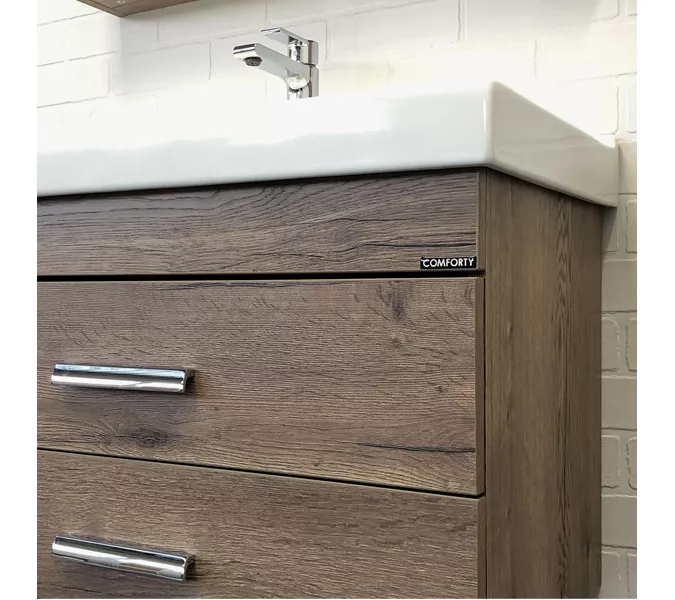 Тумба-умывальник Comforty  Никосия, Выбрать размер: 80, Тип: Тумба подвесная, Выбрать цвет: дуб темный , Комплектация: раковина Fest 80, изображение 2