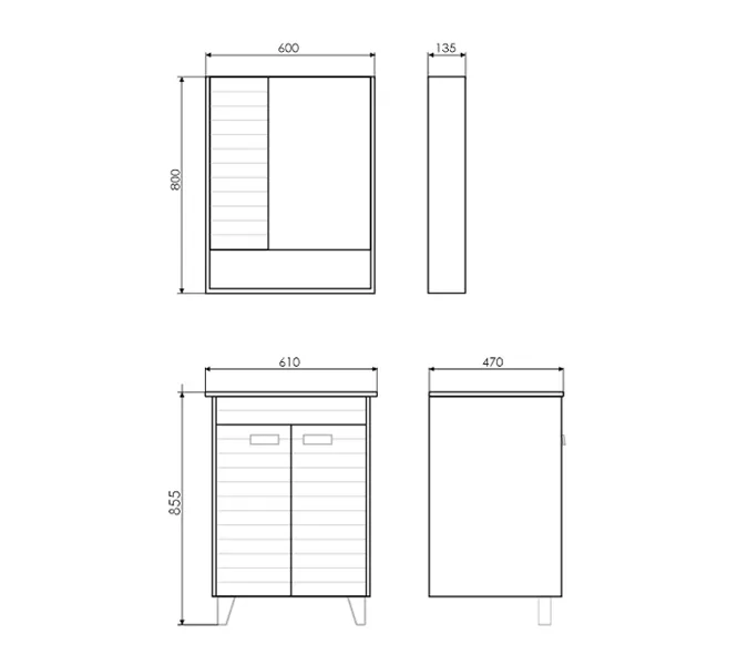 COMFORTY. Тумба-умывальник "Клеон-60Н/75Н/90Н" напольная  белый/дуб дымчатый с раковиной, Выбрать размер: 60, Выбрать цвет: Дуб дымчатый, Комплектация: раковина Quadro 60, изображение 3