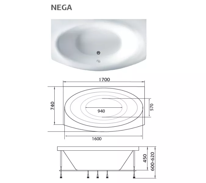 Ванна 1Marka  NEGA 170x95, изображение 9