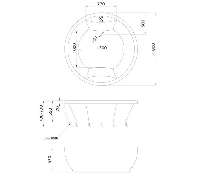 Ванна Aima OMEGA 180x180, изображение 7