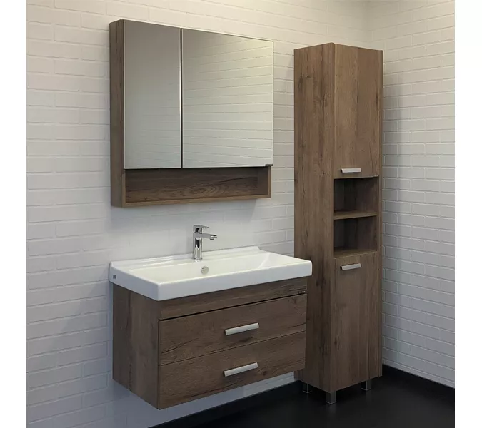 Тумба-умывальник Comforty  Никосия, Выбрать размер: 80, Тип: Тумба подвесная, Выбрать цвет: дуб темный , Комплектация: раковина Fest 80, изображение 4