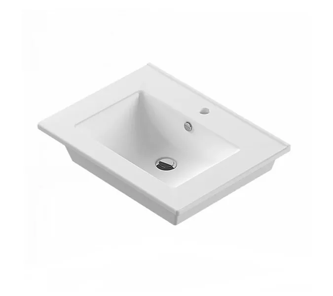 COMFORTY. Тумба-умывальник "Клеон-60Н/75Н/90Н" напольная  белый/дуб дымчатый с раковиной, Выбрать размер: 60, Выбрать цвет: Дуб дымчатый, Комплектация: раковина Quadro 60, изображение 4