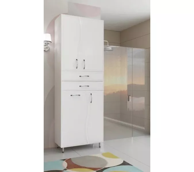 Пенал напольный Style Line Волна 60, с бельевой корзиной, изображение 5