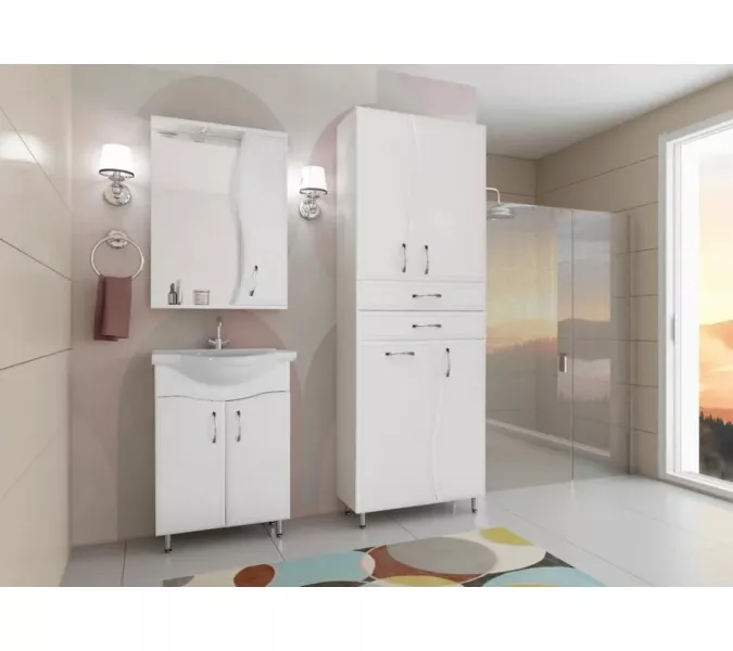 Пенал напольный Style Line Волна 60, с бельевой корзиной, изображение 6