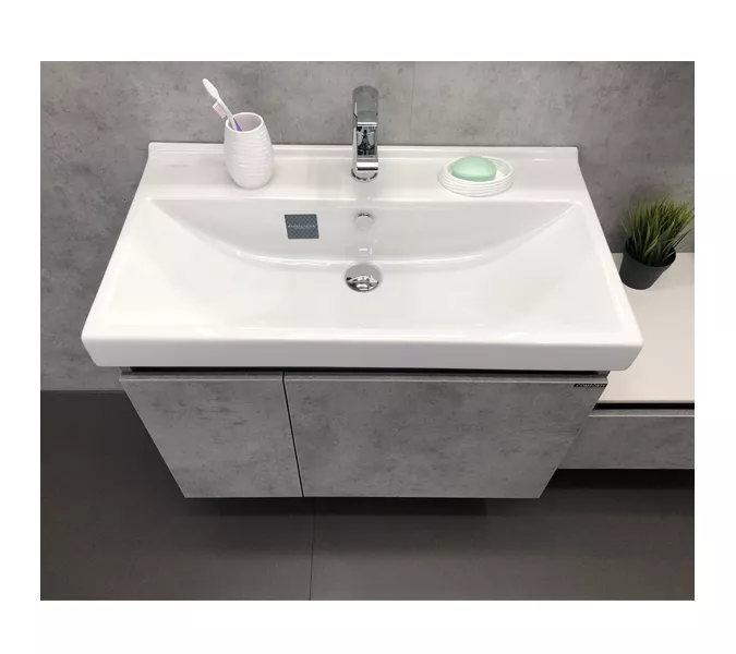 COMFORTY. Тумба-умывальник "Осло-80" бетон светлый с раковиной Fest 80, изображение 5