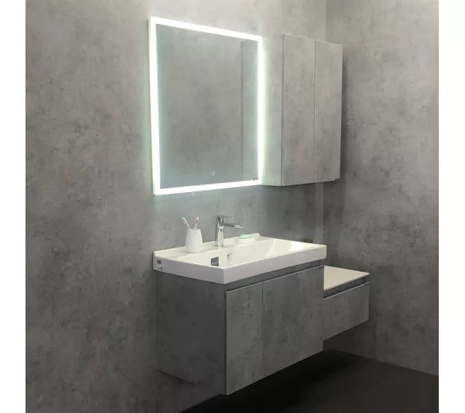 COMFORTY. Тумба-умывальник "Осло-80" бетон светлый с раковиной Fest 80, изображение 2