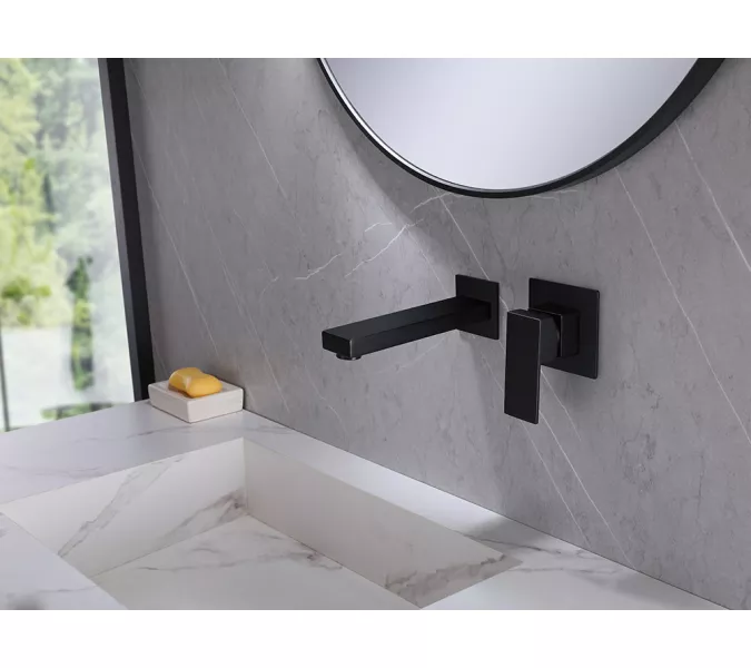 Смеситель ABBER Daheim AF8212B для раковины скрытого монтажа, черный матовый, Выбрать цвет: Черный, изображение 2