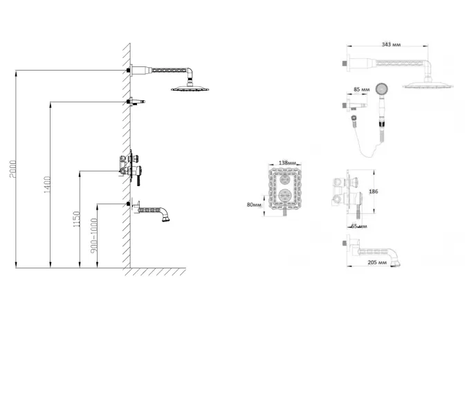 Bronze De Luxe Windsor Комплект для душа встраиваемый, изображение 4