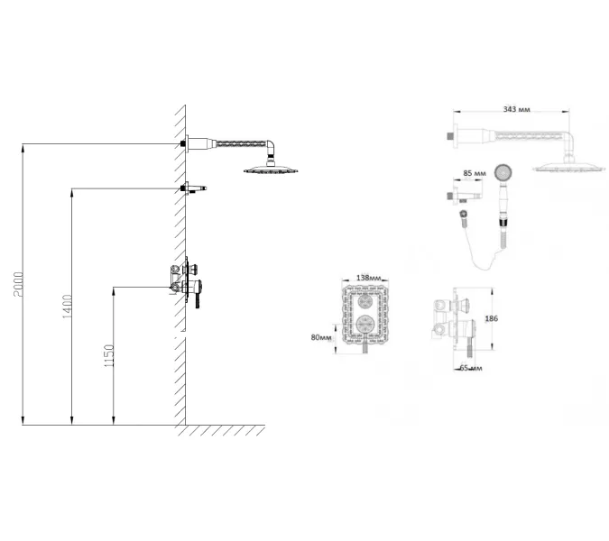 Bronze De Luxe Windsor Комплект для душа встраиваемый без излива, изображение 3